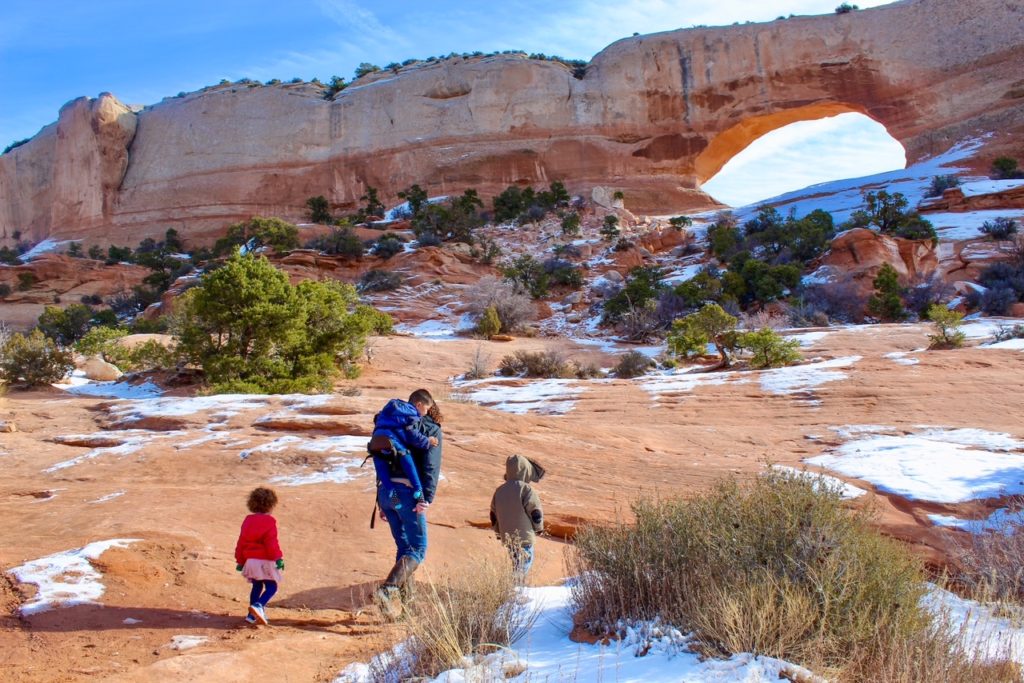 child carrier in arches national park
