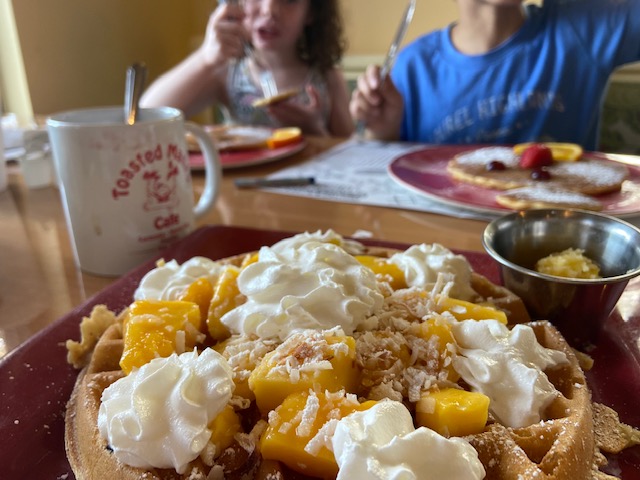 toasted mango waffle